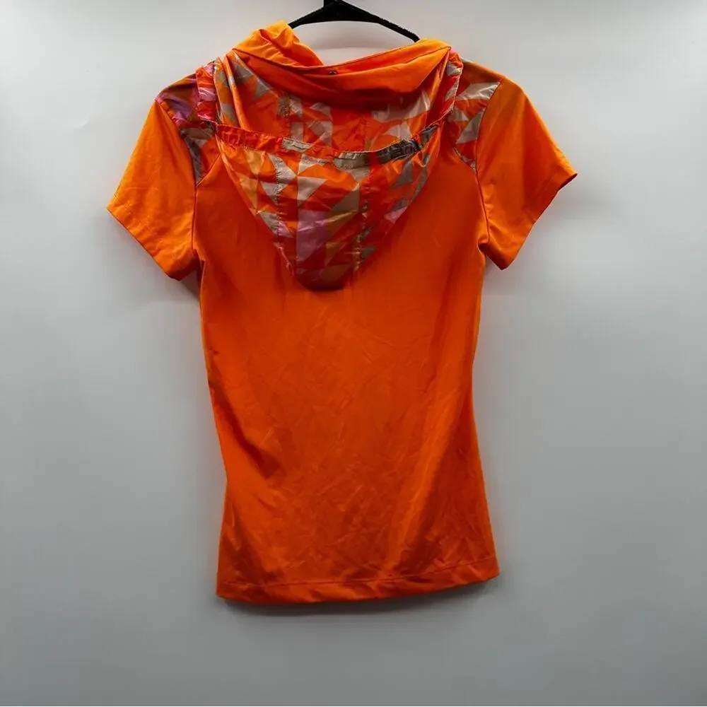 Nike Golf Tour Performance Orange Geometric Print Short Sleeve Jacket‎ Size XS